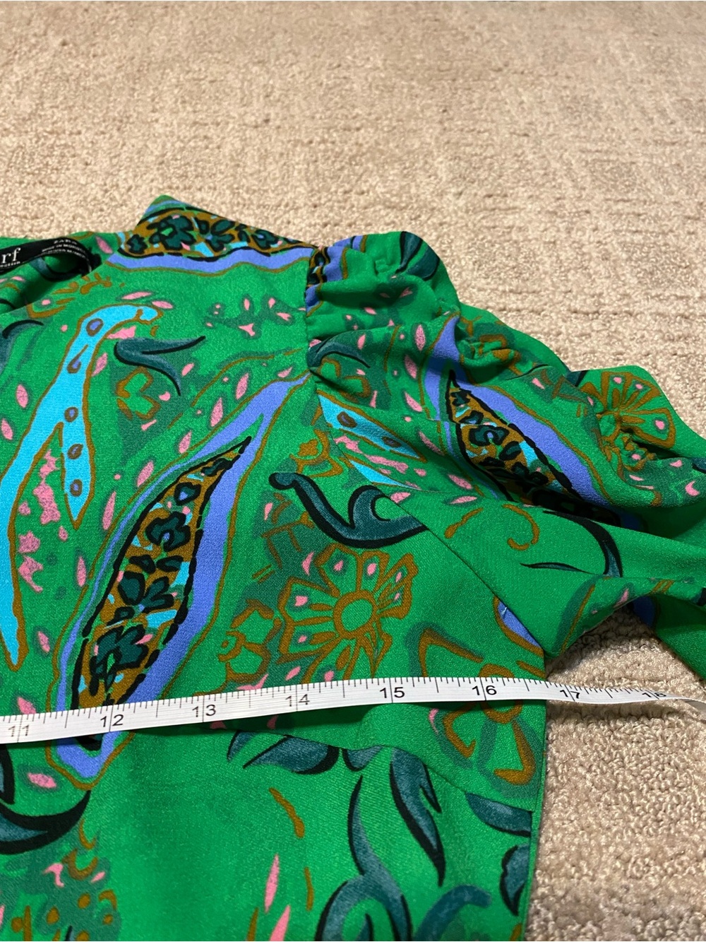 {Zara} Green Paisley Print Dress ~ Size Medium - Picture 14 of 16